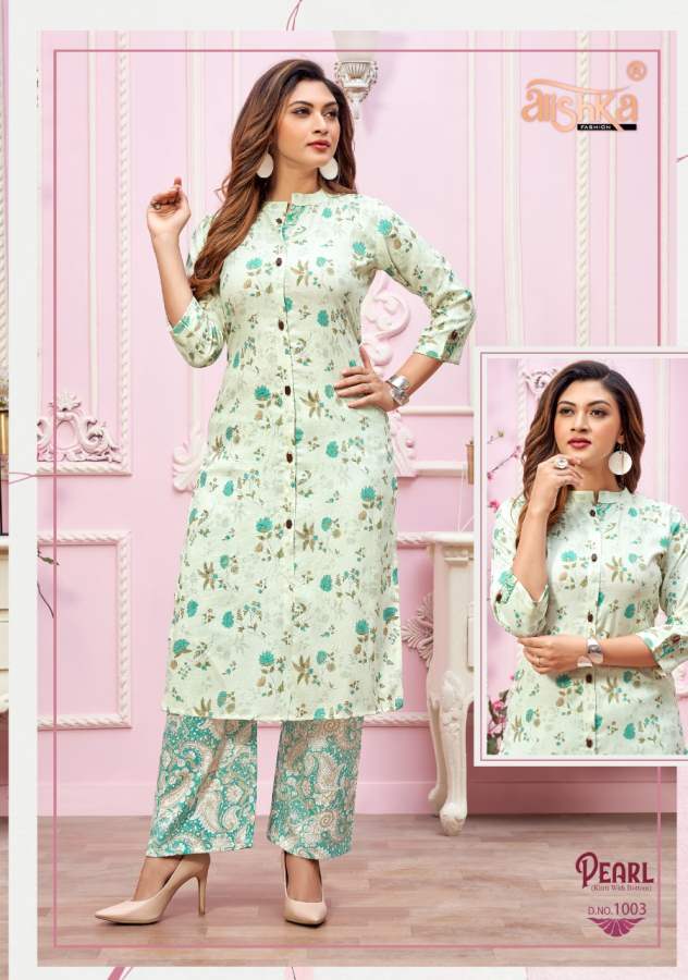 Alishka Pearl Casual Wear Rayon Printed Designer Kurti With Bottom Collection